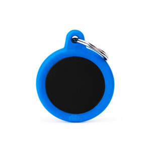 MEDAILLE HUSHTAG CERCLE ALU NOIR ET BLEU