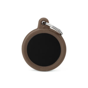 MEDAILLE HUSHTAG CERCLE ALU NOIR ET MARRON